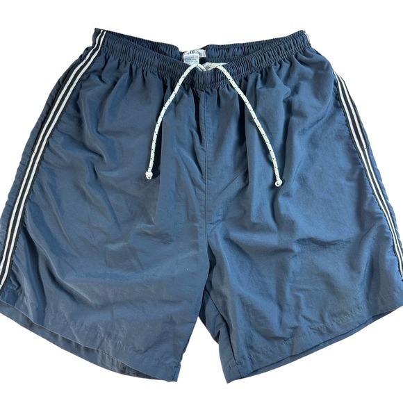 Cuffy's Cape COD Mens Swim Shorts Large Navy Blue White Striped Drawstring Lined - Picture 1 of 7